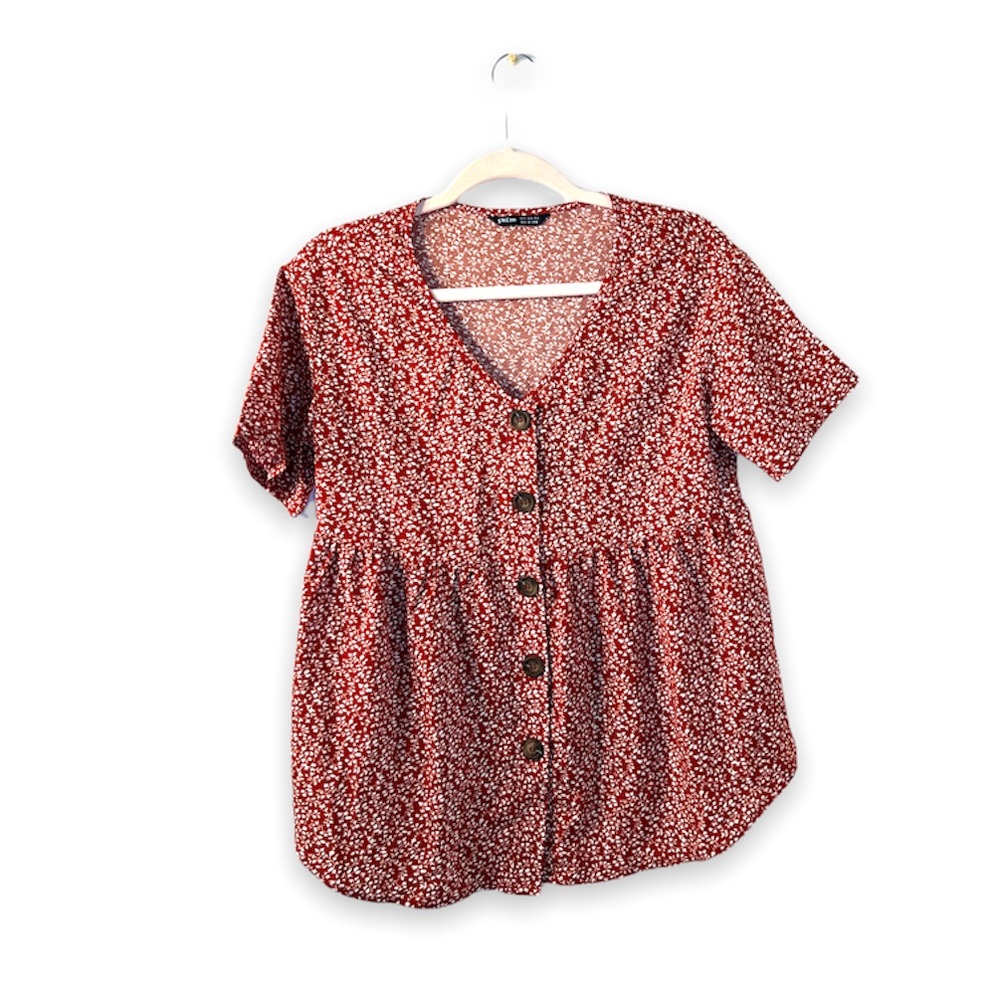 Red Floral Blouse